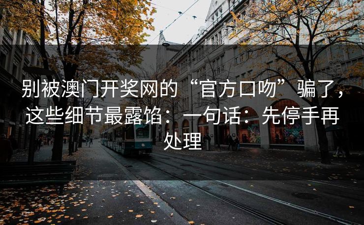 别被澳门开奖网的“官方口吻”骗了，这些细节最露馅：一句话：先停手再处理