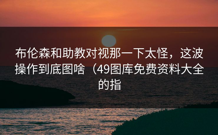 布伦森和助教对视那一下太怪，这波操作到底图啥（49图库免费资料大全的指
