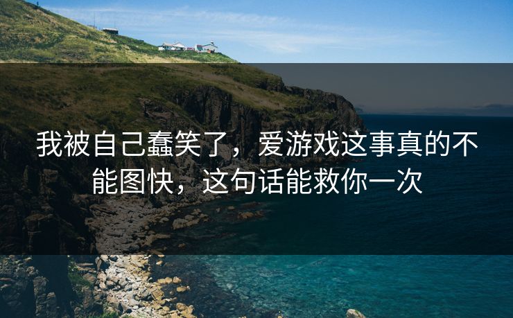 我被自己蠢笑了，爱游戏这事真的不能图快，这句话能救你一次