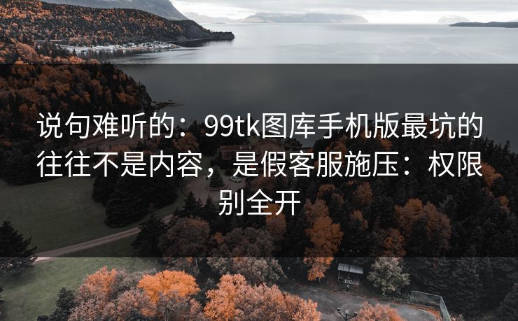 说句难听的:99tk图库手机版最坑的往往不是内容,是假客服施压:权限别全开 说句难听的:99tk图库手机版最坑的往往不是内容,是假客服施压:权限别全开