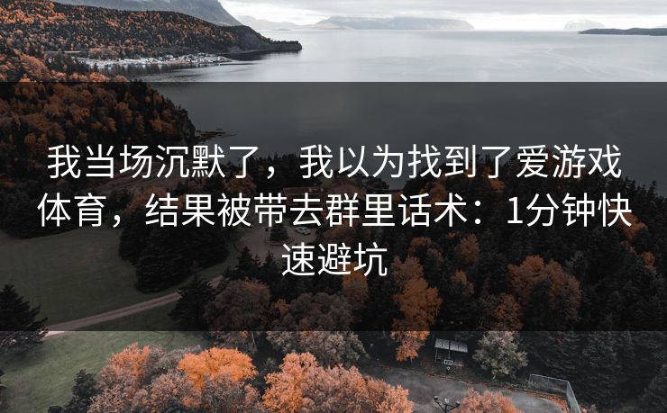 我当场沉默了，我以为找到了爱游戏体育，结果被带去群里话术：1分钟快速避坑