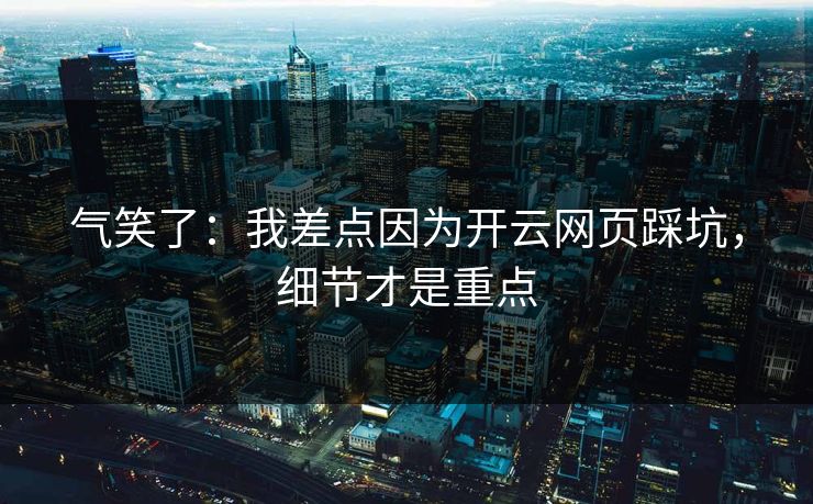 气笑了：我差点因为开云网页踩坑，细节才是重点