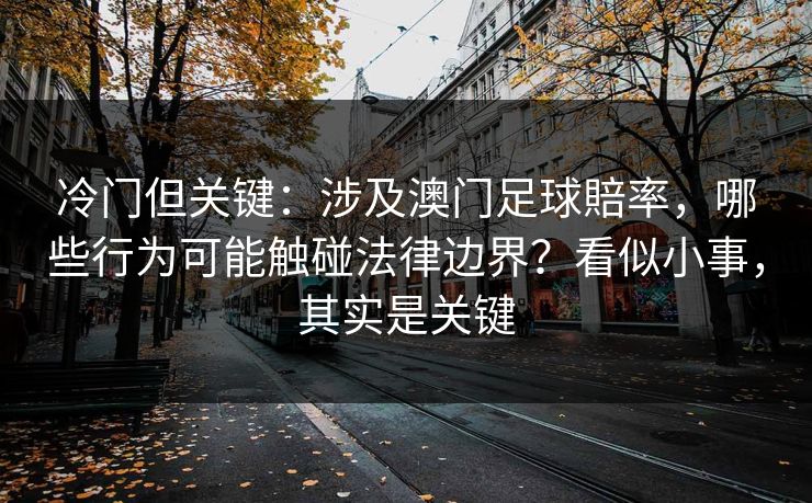 冷门但关键：涉及澳门足球賠率，哪些行为可能触碰法律边界？看似小事，其实是关键
