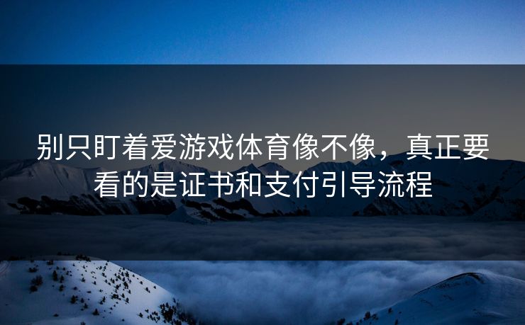 别只盯着爱游戏体育像不像，真正要看的是证书和支付引导流程